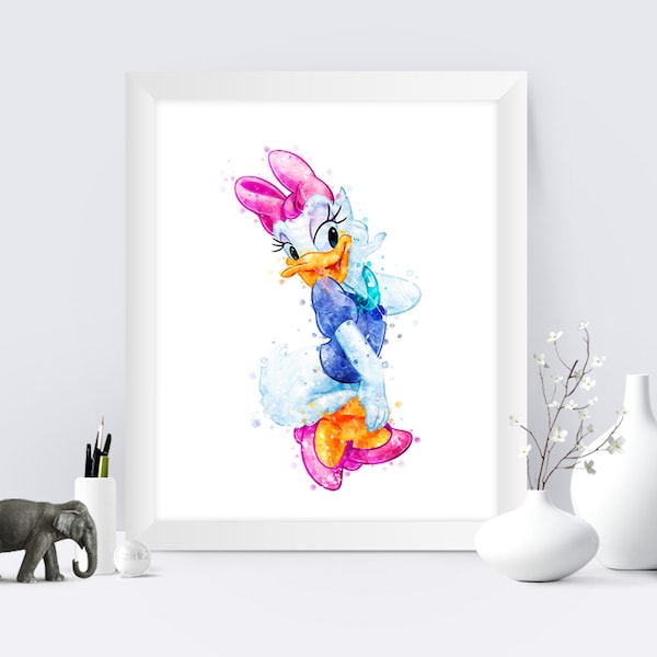 Daisy Duck Print Daisy Duck Printable Art Print Daisy Duck watercolor Daisy Duck Print Daisy Duck Poster Wall Art  Instant Download