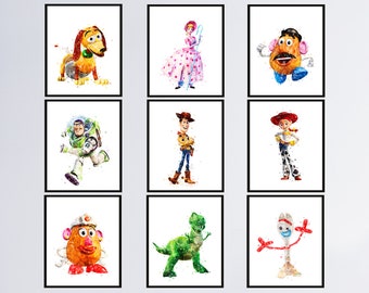 Toy Story-aquarelkunstdrukset (digitale prints)