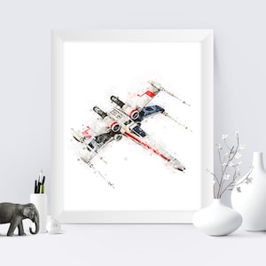 Star Wars X Wing Watercolor Movie Poster X Wing Wall Decor Star Wars Painting X Wing Art Print Star Wars Printable Star Wars Download