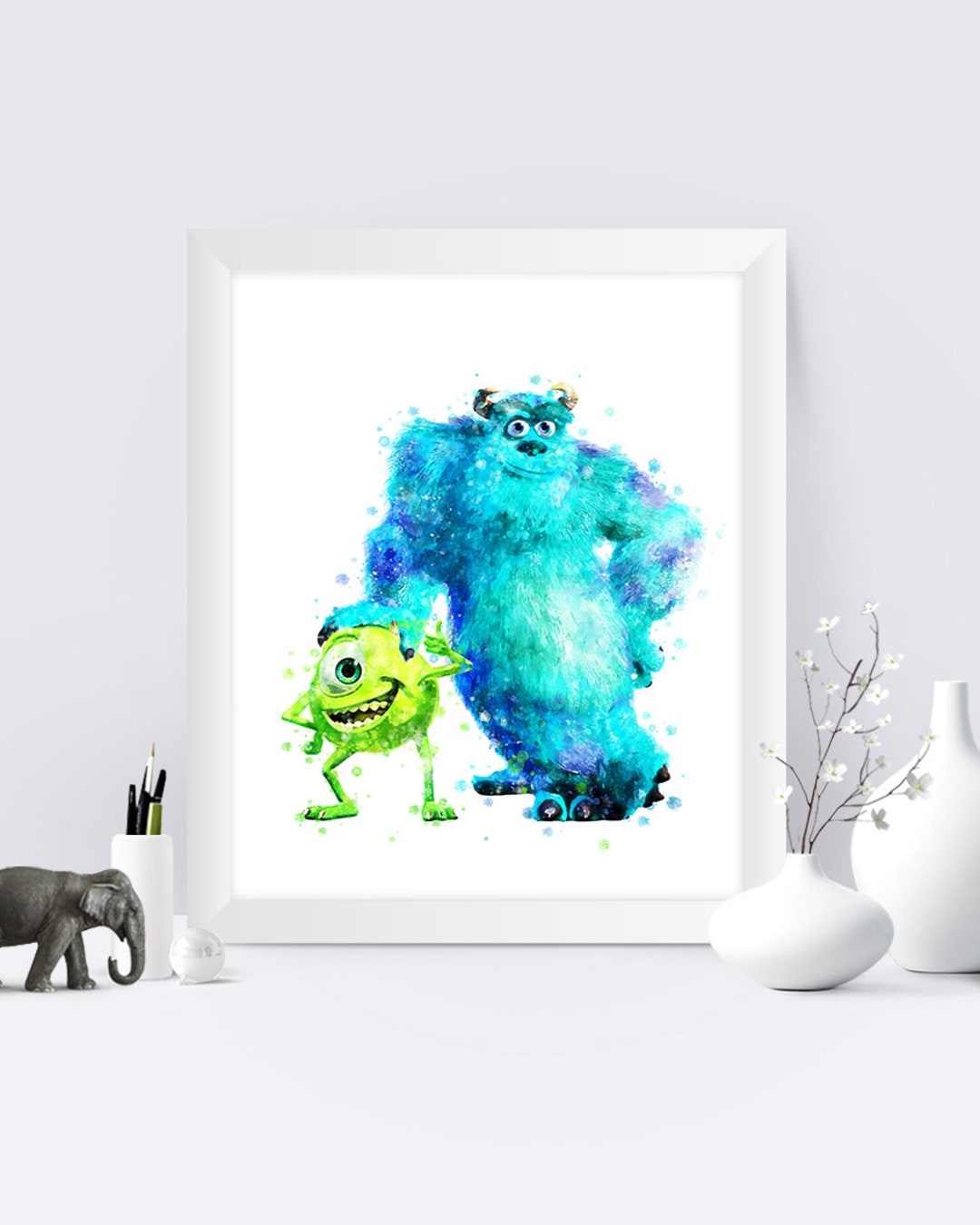 Monster Inc Mike and Sulley Watercolor Print Monster Inc Poster Nursery