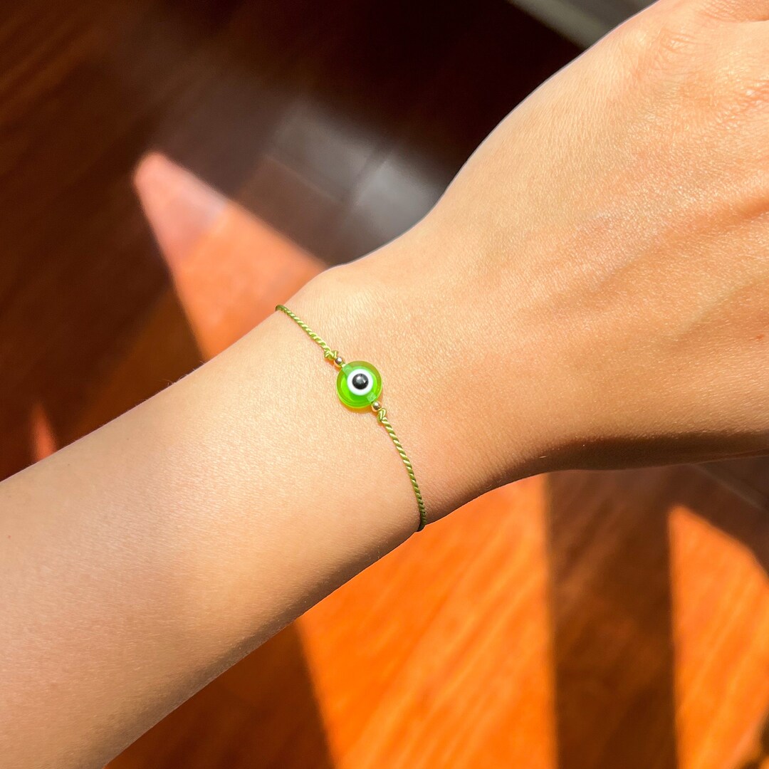 Light Green Evil Eye Bracelet Nazar Bracelet Success Protection