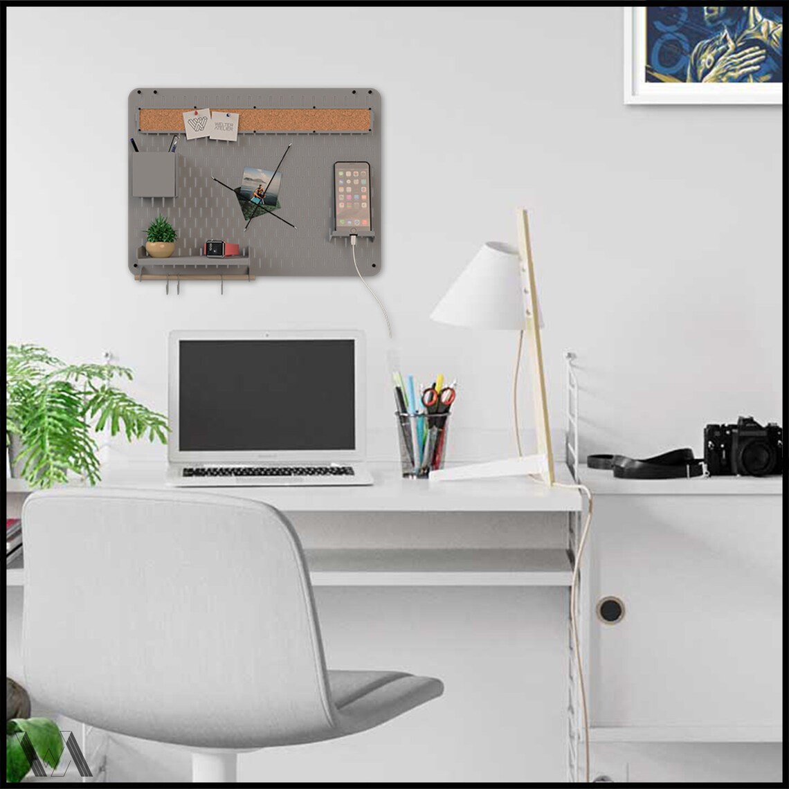 Metal Wall Organizer Office Supply Metal Pegboard Shelf Etsy