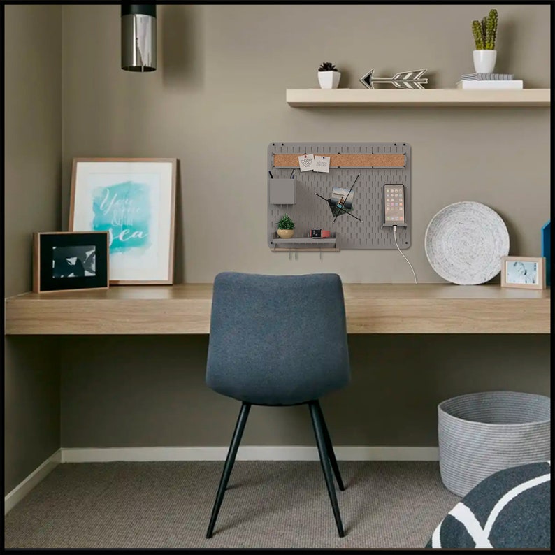 Metal Wall Organizer Office Supply Metal Pegboard Shelf Etsy