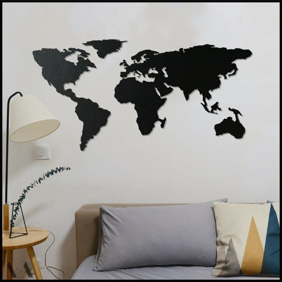 World Map Metal Wall Art Metal World Wall Art Bedroom Etsy België