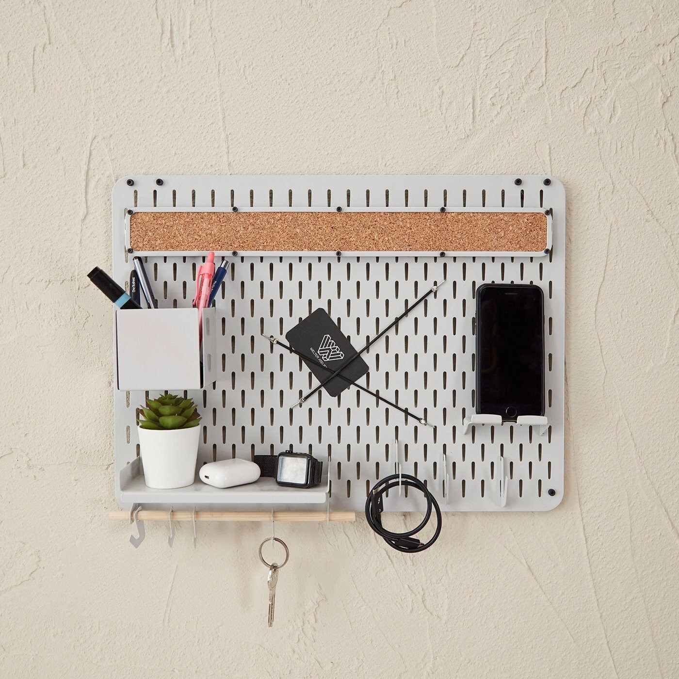 Metal Wall Organizer Office Supply Metal Pegboard Shelf Etsy
