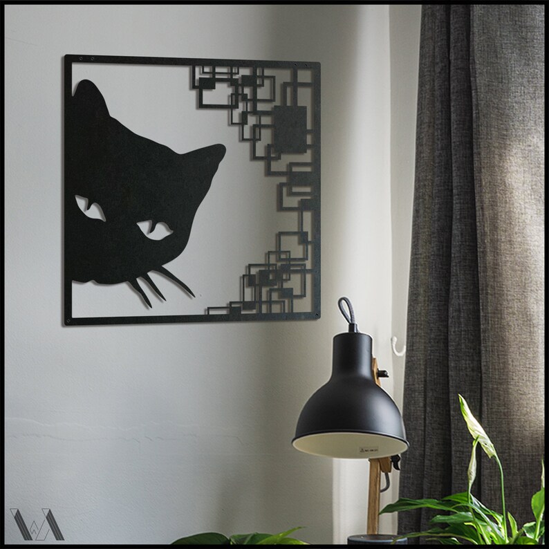 Cat v.3 Metal Cat Wall Art Livingroom Metal Cat Wall Decor Etsy