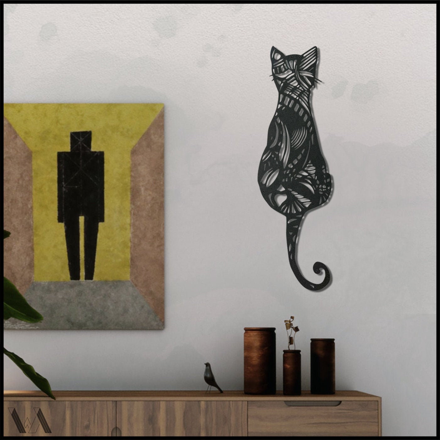 Cat v.6 Metal Cat Wall Art Livingroom Metal Cat Wall Decor Etsy