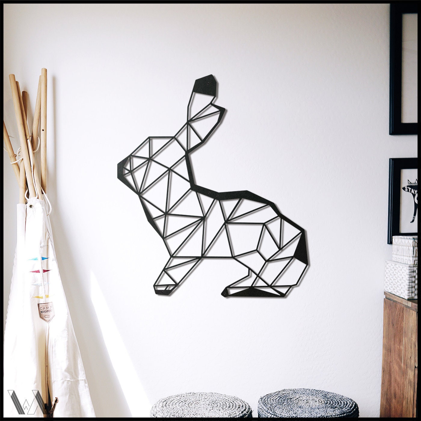 Rabbit Metal Rabbit Wall Art Livingroom Metal Rabbit Wall Etsy