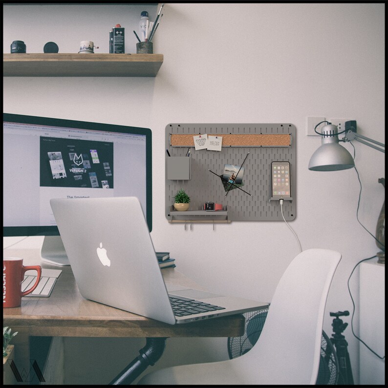 Metal Wall Organizer Office Supply Metal Pegboard Shelf Etsy