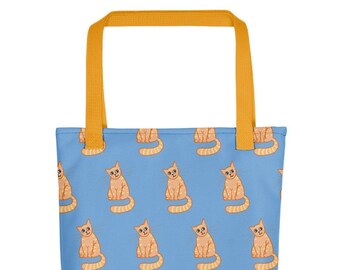 Orange Cat Tote Bag - Fun and Playful Repeating Pattern