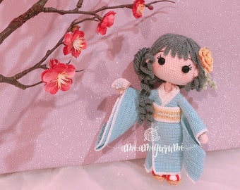 Amigurumi Crochet Doll PATTERN - Princess Haruka - Girl in Kimono ENGLISH ONLY