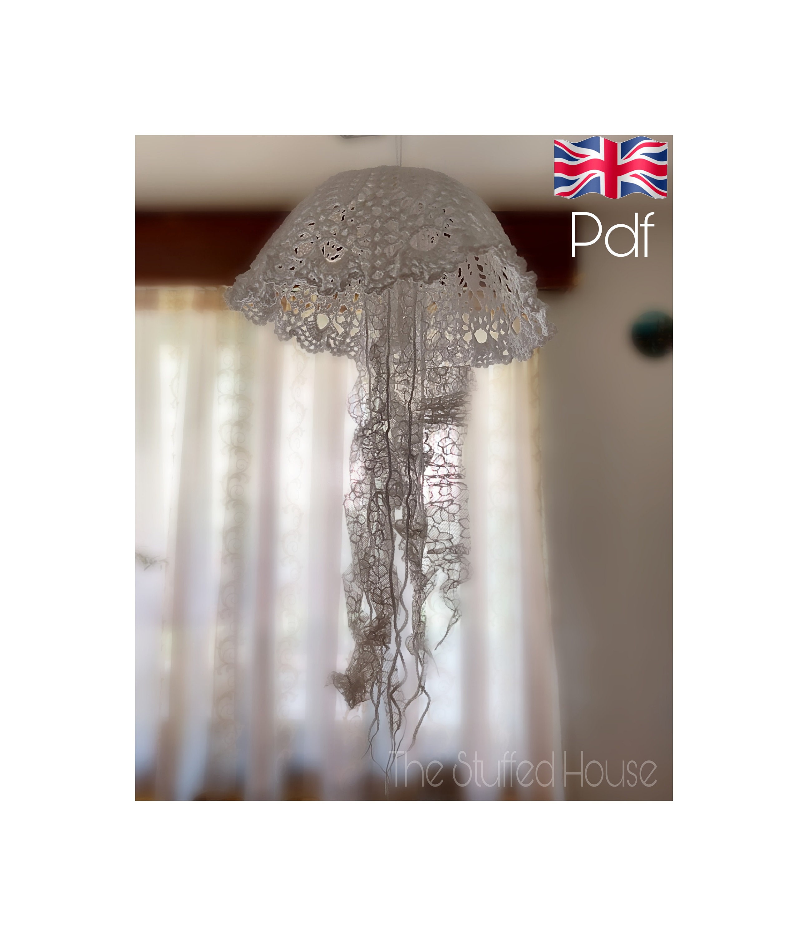 Crochet Jellyfish Lamp Pattern, Crochet Jellyfish Pattern, Crochet