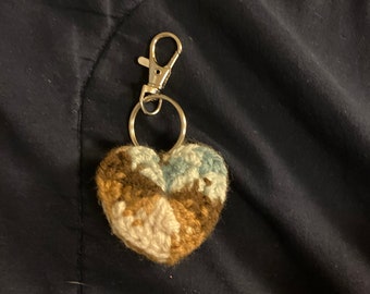 crocheted heart keychain