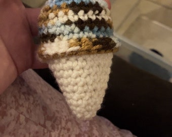 Crocheted Ice Cream Cone Key Chain