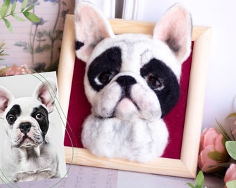 Realistic personalized portrait of a Dog. Felting technique. A portrait of your pet made of wool. Dog owner gift.