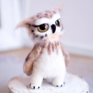 Needle felted toy Owl  . Toy made using dry felting technique. Eco friendly toy.