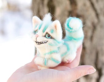 Felted toy Cheshire cat.  Felted gift