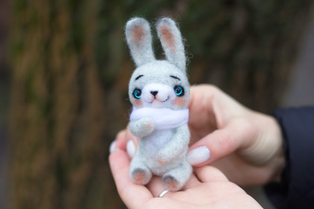 Needle Felted Toy Rabbit. Felt Sculpture of Rabbit . Eco Friendly Toy ...