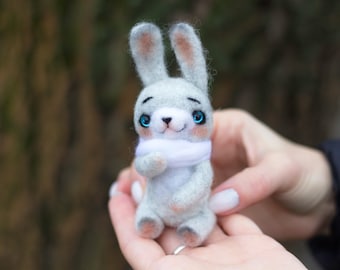 Needle felted toy Rabbit. Felt sculpture of Rabbit . Eco friendly toy.