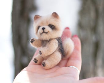Felted mini  Yorkshire Terrier. Blythe friend. Collectible wool toys.