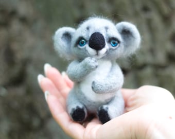 Needle felted toy Koala. Felt sculpture of Koala . Eco friendly toy.