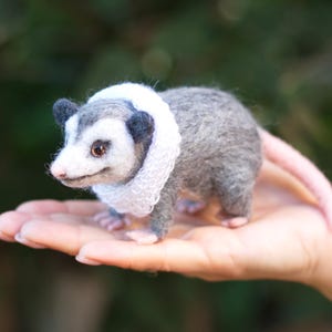 Needle felt toy Little opossum. Felt sculptures. Eco-friendly toy. Felt gift.