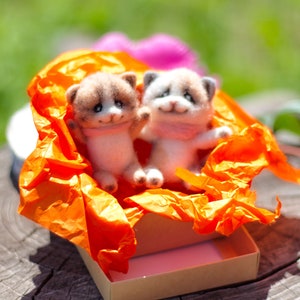 Needle felted toys Kittens-Friends . Eco wool toys. Collectible wool toys.