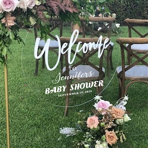 Baby Shower Sign, Clear Acrylic Baby Shower Welcome Panel Board, Personalized welcome sign for baby shower decoration