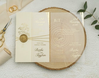 Gold Foil Acrylic Wedding Invitation Set: Minimalist Design
