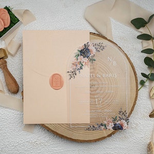 Birthday invitation, Quinceañera, Acrylic Wedding Invitation, Floral Wedding Invitation, Gold foil invitation, Clear invitation