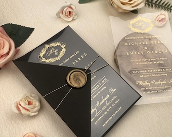 Clear Acrylic Wedding Invitation with Seal: Minimalist Design