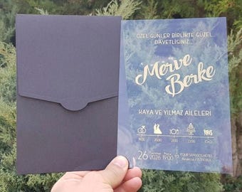 Clear Acrylic Wedding Invitation: Gold & Silver Foil, Simple Luxury