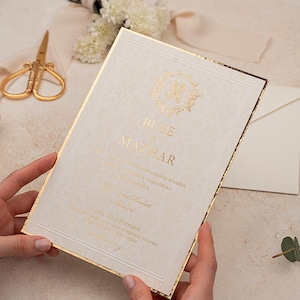 2025 Trend Hochzeitseinladungen, Goldfolien Borte, Hochzeitseinladungen, Creme, Elfenbein Umschlag, Goldmusterkarte, Ultra Dicke Karten, Karton