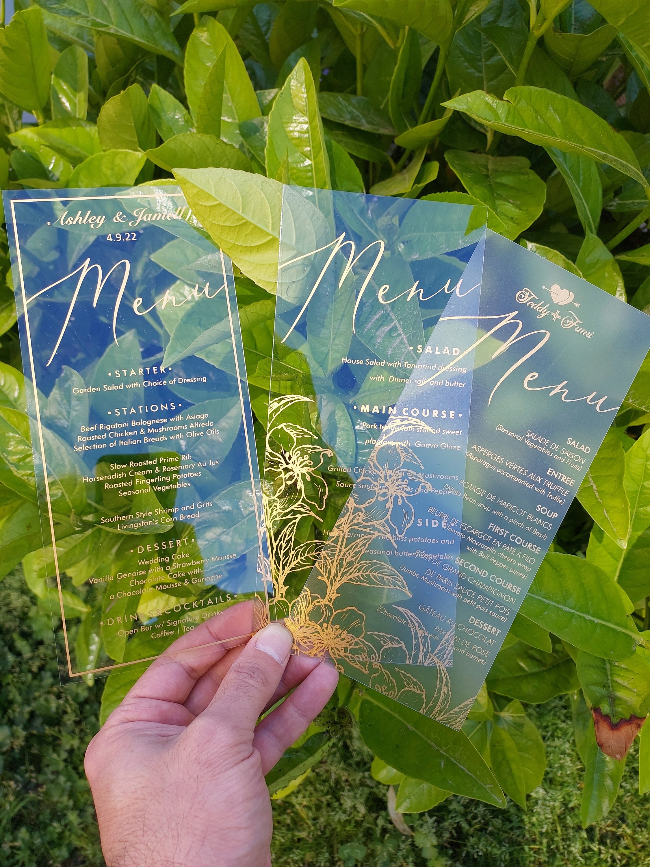 Acrylic Menu Card Wedding Menu Acrylic Wedding Detail Card Etsy