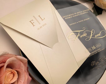 Gold Foil Acrylic Wedding Invitation: Clear Invitation Suite