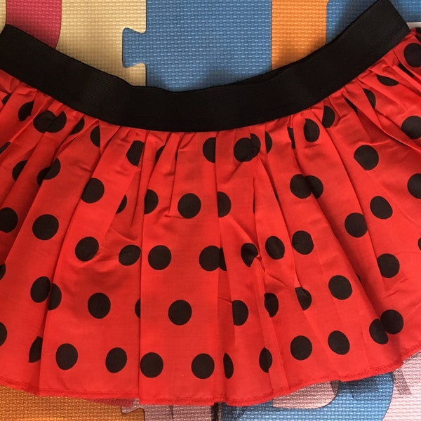 Ladybird Tutu Skirt, Red/Black Spots, Minnie Mouse, Handmade Fancy Dress Party, Book Day, Made to measure Child/ Teen