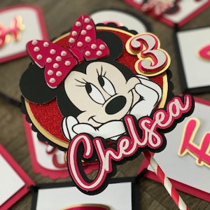 Minnie Mouse,red minnie party,minnie mouse kit,minnie mouse birthday,minnie mouse favor,minnie banner,minnie mouse topper,disney cake topper