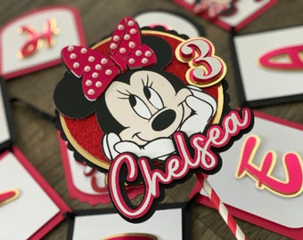 Minnie Mouse,red minnie party,minnie mouse kit,minnie mouse birthday,minnie mouse favor,minnie banner,minnie mouse topper,disney cake topper