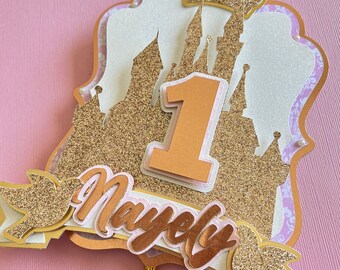 Princess Castle Cake Topper, Glitzy Disney Birthday Decor