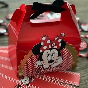 Minnie favor box, Minnie favor bag, red Minnie mouse birthday,red minnie birthday,minnie party favor bag,minnie mouse Box,minnie mouse party