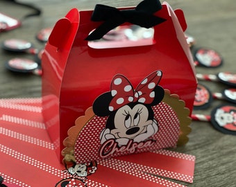 Minnie favor box, Minnie favor bag, red Minnie mouse birthday,red minnie birthday,minnie party favor bag,minnie mouse Box,minnie mouse party