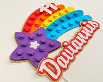 Topo de bolo Pop It: decoração de festa arco-íris Fidget