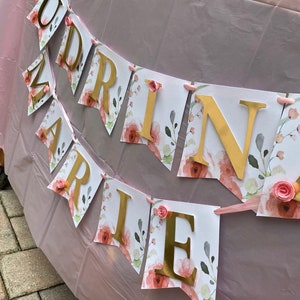 Or de verdure rose, bannière florale rose, bannière de douche, douche de verdure, décor de verdure, bannière de verdure, douche florale, décor floral, bannière florale