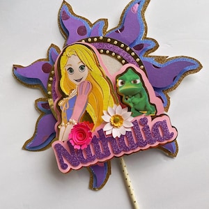 Topper de pastel de princesa, topper de Disney, cumpleaños de princesa, cumpleaños de Rapunzel, topper de pastel de Rapunzel, fiesta de Rapunzel, topper de Rapunzel, pastel enredado