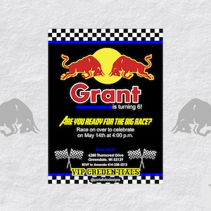 red bull invitation,formula 1 invitation,racing invitation,luxury cars, formula 1, red bull party, formula 1 birthday, racing party,red bull
