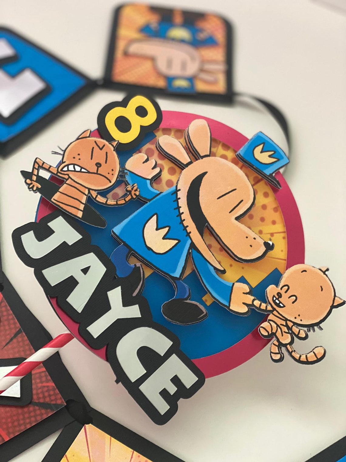 Dog Man Topperdog Man Cakedog Man Partydog Man Birthdaydog Etsy