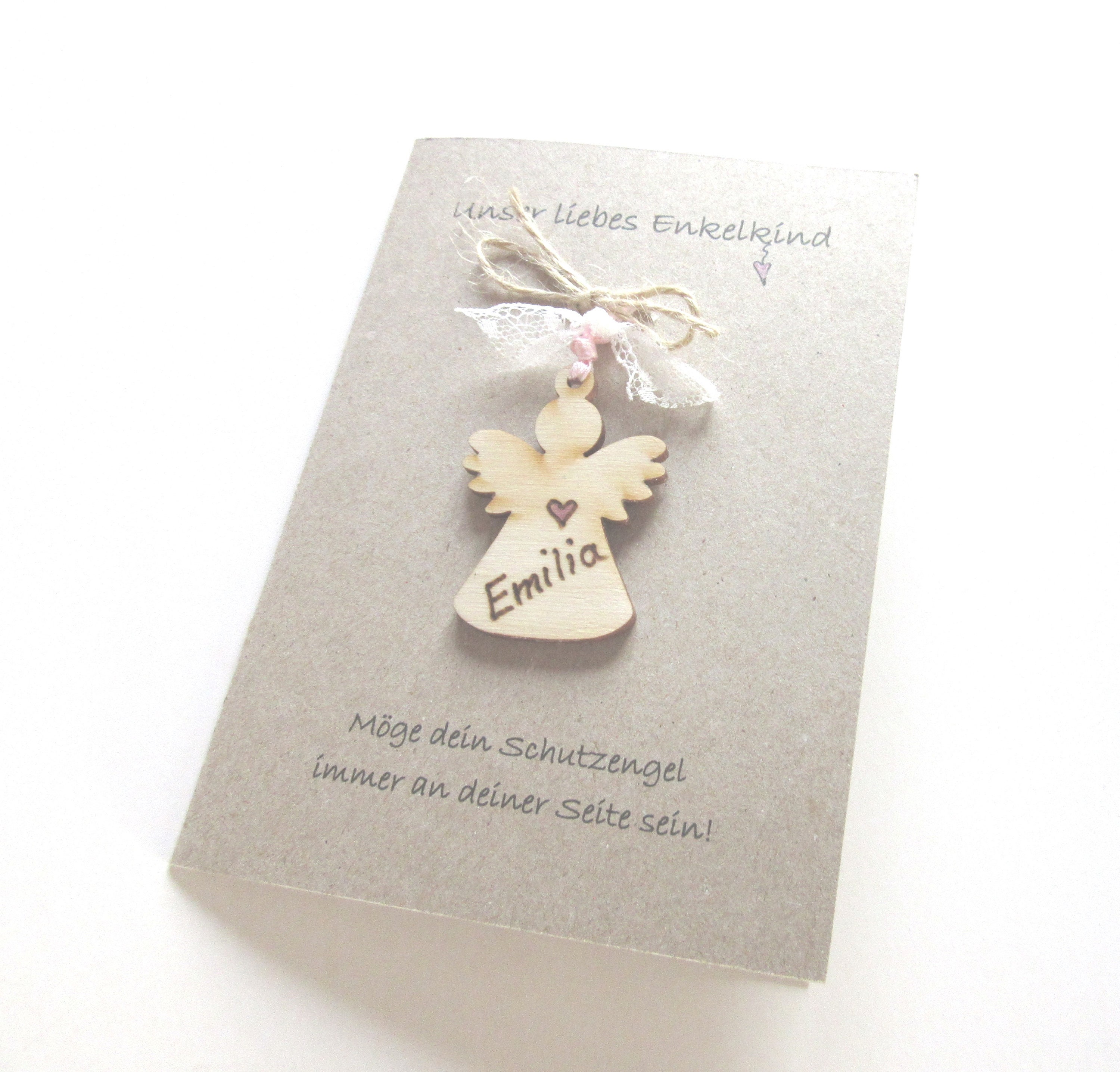 Karte zur Geburt/Taufe Enkelkind Schutzengel mit oder ohne Gravur