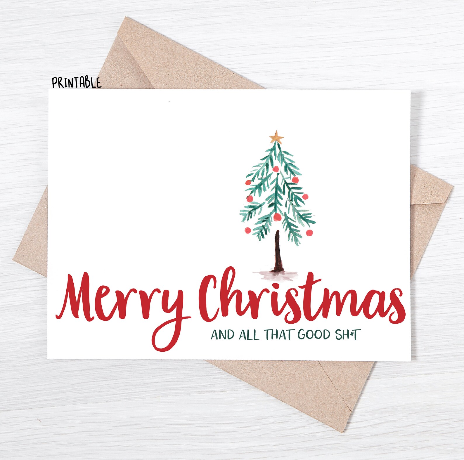 PRINTABLE Funny Christmas Card Merry Christmas and All  Etsy España