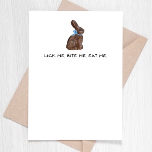 Drôle de carte de Pâques - Lick Me. Mordez-moi. Mangez-moi.