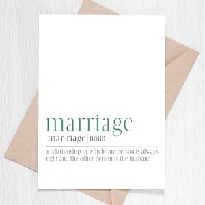 Funny Anniversary Card - Marriage Definition Card